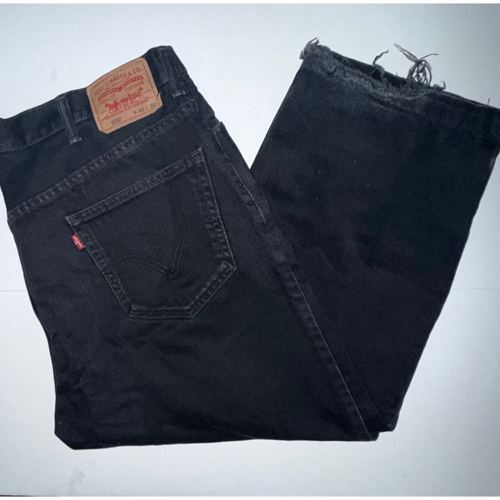 Levi's Jeans Men 40x30‎ Black 550 Relaxed Fit Buttery Soft *Inseam cut to 25"